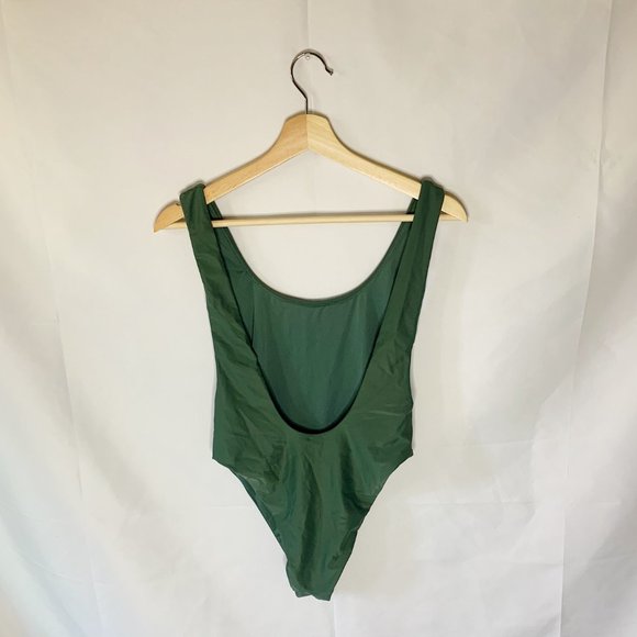 Aerie NWT One Piece High Leg Green Swimsuit Size M - Picture 2 of 5